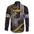 Hawaii King Kamehameha The Great Family Matching Long Sleeve Bodycon Dress and Hawaiian Shirt Gold Tribal Tattoo