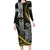 Hawaii King Kamehameha The Great Family Matching Long Sleeve Bodycon Dress and Hawaiian Shirt Gold Tribal Tattoo