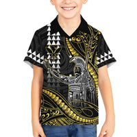 Hawaii King Kamehameha The Great Family Matching Puletasi and Hawaiian Shirt Gold Tribal Tattoo