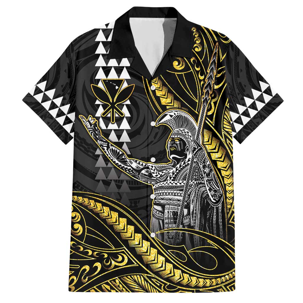 Hawaii King Kamehameha The Great Hawaiian Shirt Gold Tribal Tattoo