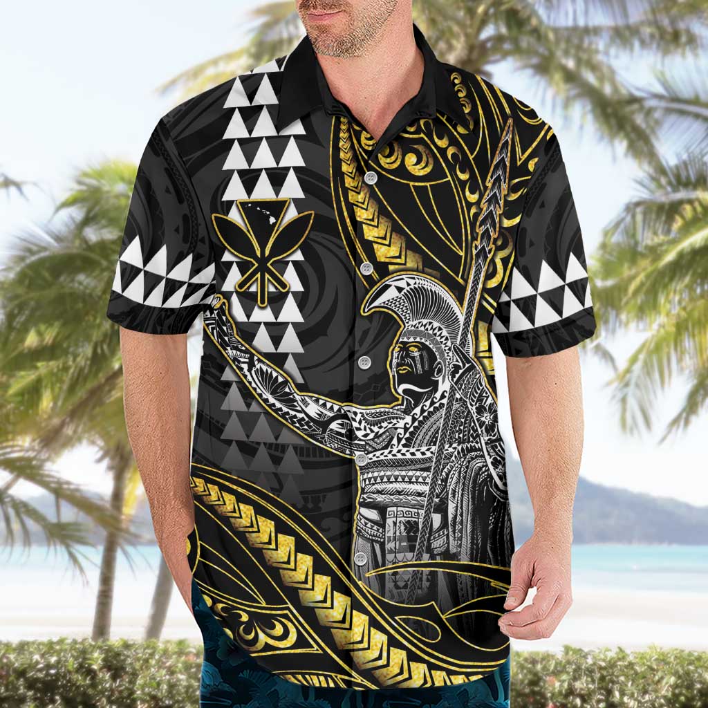 Hawaii King Kamehameha The Great Hawaiian Shirt Gold Tribal Tattoo