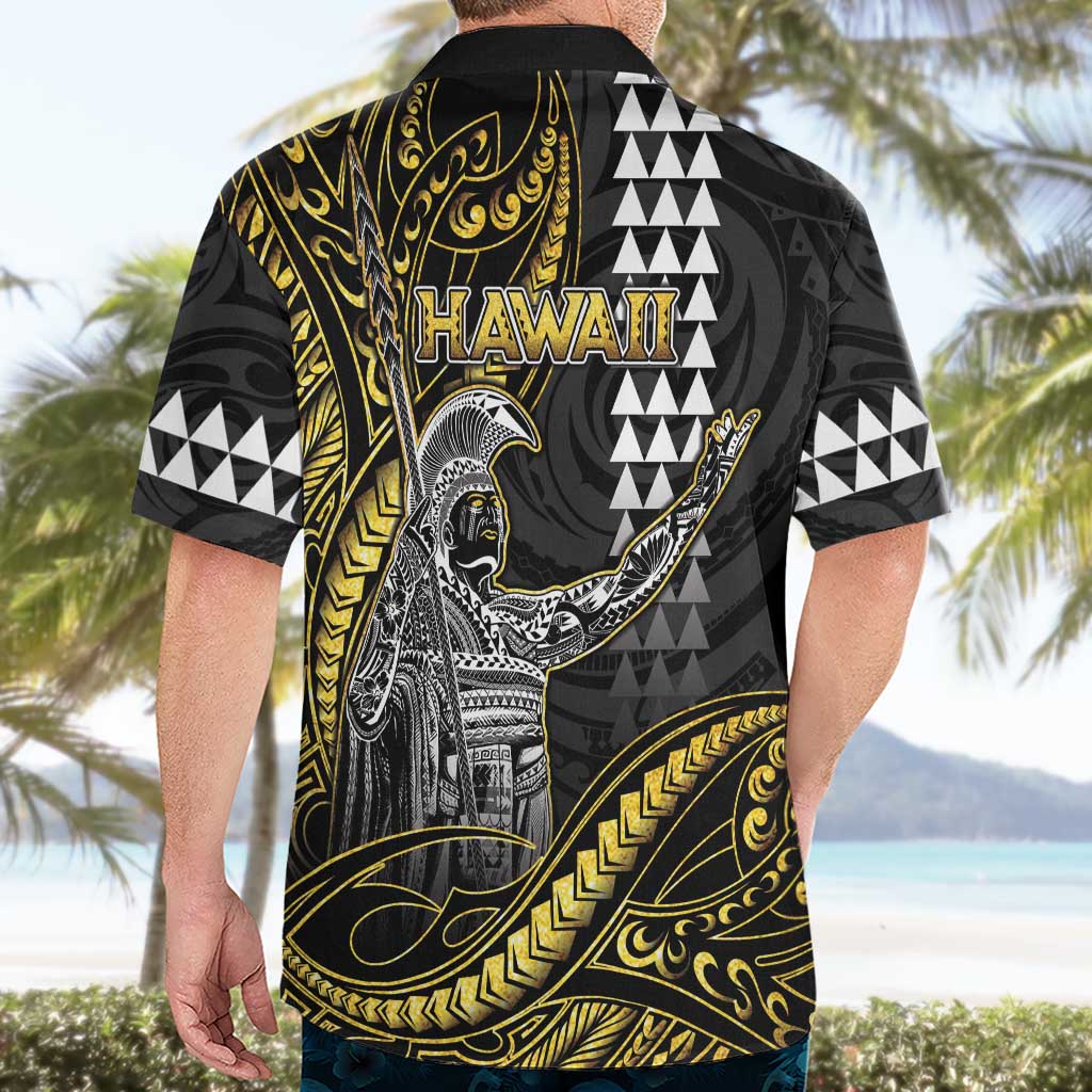 Hawaii King Kamehameha The Great Hawaiian Shirt Gold Tribal Tattoo
