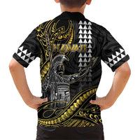 Hawaii King Kamehameha The Great Kid Hawaiian Shirt Gold Tribal Tattoo