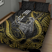Hawaii King Kamehameha The Great Quilt Bed Set Gold Tribal Tattoo