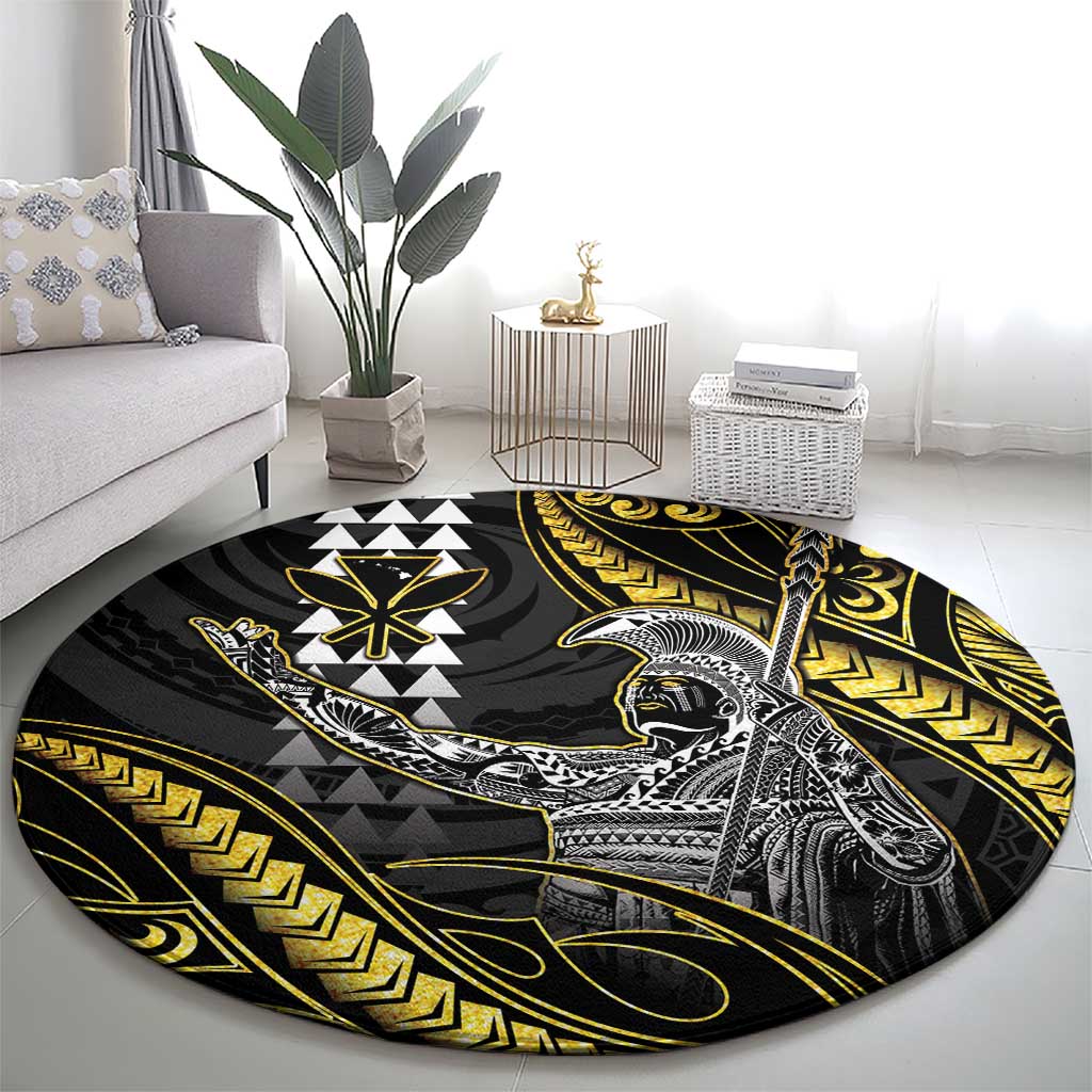 Hawaii King Kamehameha The Great Round Carpet Gold Tribal Tattoo LT05 - Polynesian Pride
