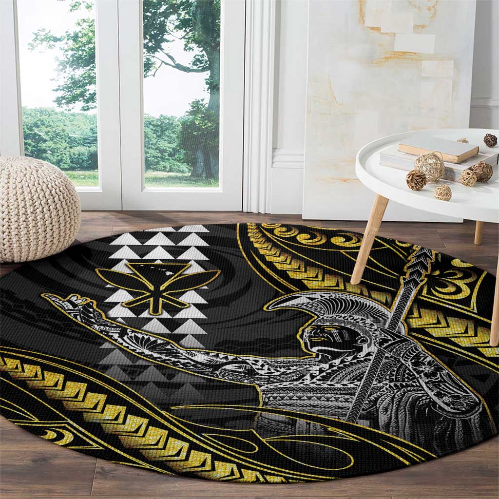 Hawaii King Kamehameha The Great Round Carpet Gold Tribal Tattoo LT05 - Polynesian Pride