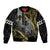 Hawaii King Kamehameha The Great Sleeve Zip Bomber Jacket Gold Tribal Tattoo