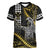 Hawaii King Kamehameha The Great Women V-Neck T-Shirt Gold Tribal Tattoo