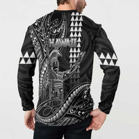 Hawaii King Kamehameha The Great Button Sweatshirt Black Tribal Tattoo LT05 - Polynesian Pride