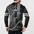Hawaii King Kamehameha The Great Button Sweatshirt Black Tribal Tattoo