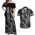 Hawaii King Kamehameha The Great Couples Matching Off Shoulder Maxi Dress and Hawaiian Shirt Black Tribal Tattoo