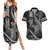 Hawaii King Kamehameha The Great Couples Matching Summer Maxi Dress and Hawaiian Shirt Black Tribal Tattoo