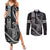 Hawaii King Kamehameha The Great Couples Matching Summer Maxi Dress and Long Sleeve Button Shirt Black Tribal Tattoo