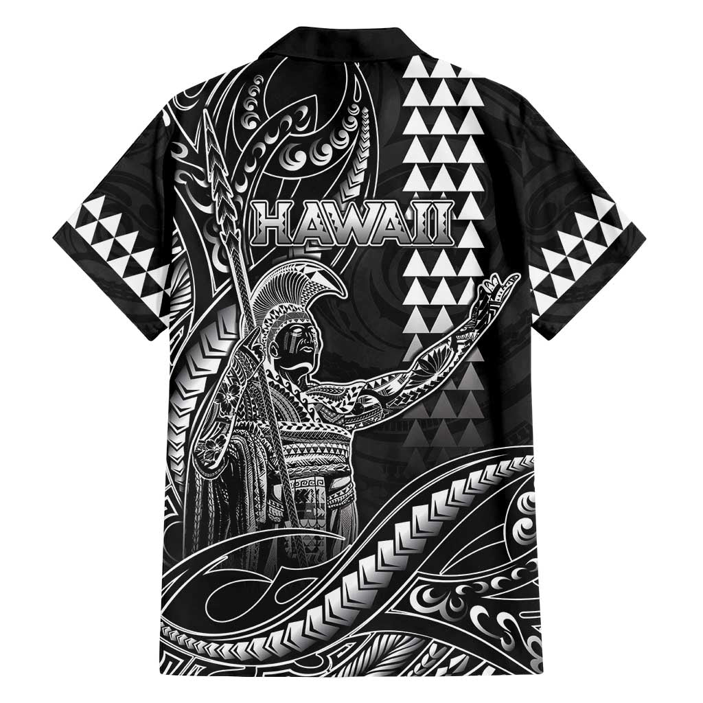 Hawaii King Kamehameha The Great Family Matching Long Sleeve Bodycon Dress and Hawaiian Shirt Black Tribal Tattoo