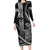 Hawaii King Kamehameha The Great Family Matching Long Sleeve Bodycon Dress and Hawaiian Shirt Black Tribal Tattoo