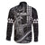 Hawaii King Kamehameha The Great Family Matching Off The Shoulder Long Sleeve Dress and Hawaiian Shirt Black Tribal Tattoo