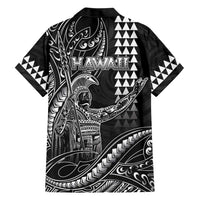 Hawaii King Kamehameha The Great Family Matching Short Sleeve Bodycon Dress and Hawaiian Shirt Black Tribal Tattoo