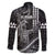 Hawaii King Kamehameha The Great Family Matching Short Sleeve Bodycon Dress and Hawaiian Shirt Black Tribal Tattoo