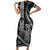 Hawaii King Kamehameha The Great Family Matching Short Sleeve Bodycon Dress and Hawaiian Shirt Black Tribal Tattoo