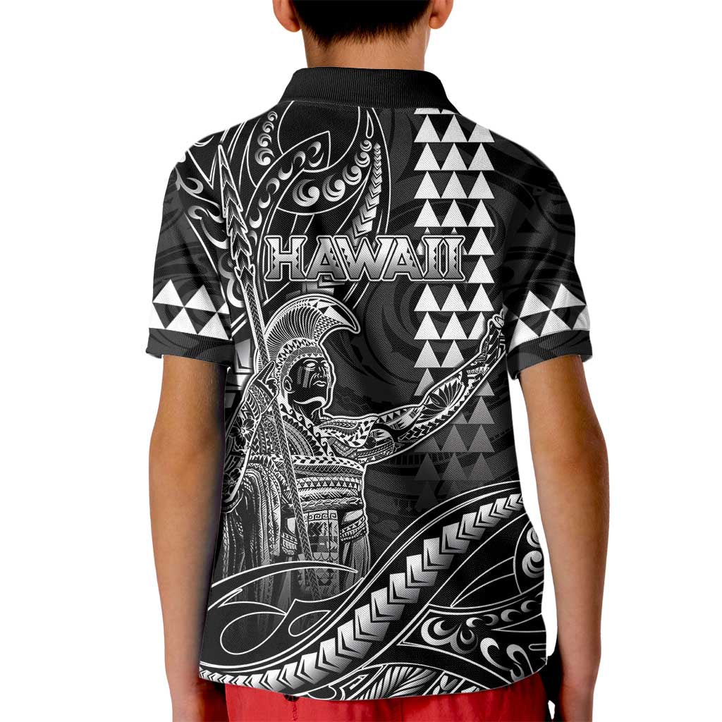 Hawaii King Kamehameha The Great Kid Polo Shirt Black Tribal Tattoo