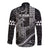 Hawaii King Kamehameha The Great Long Sleeve Button Shirt Black Tribal Tattoo