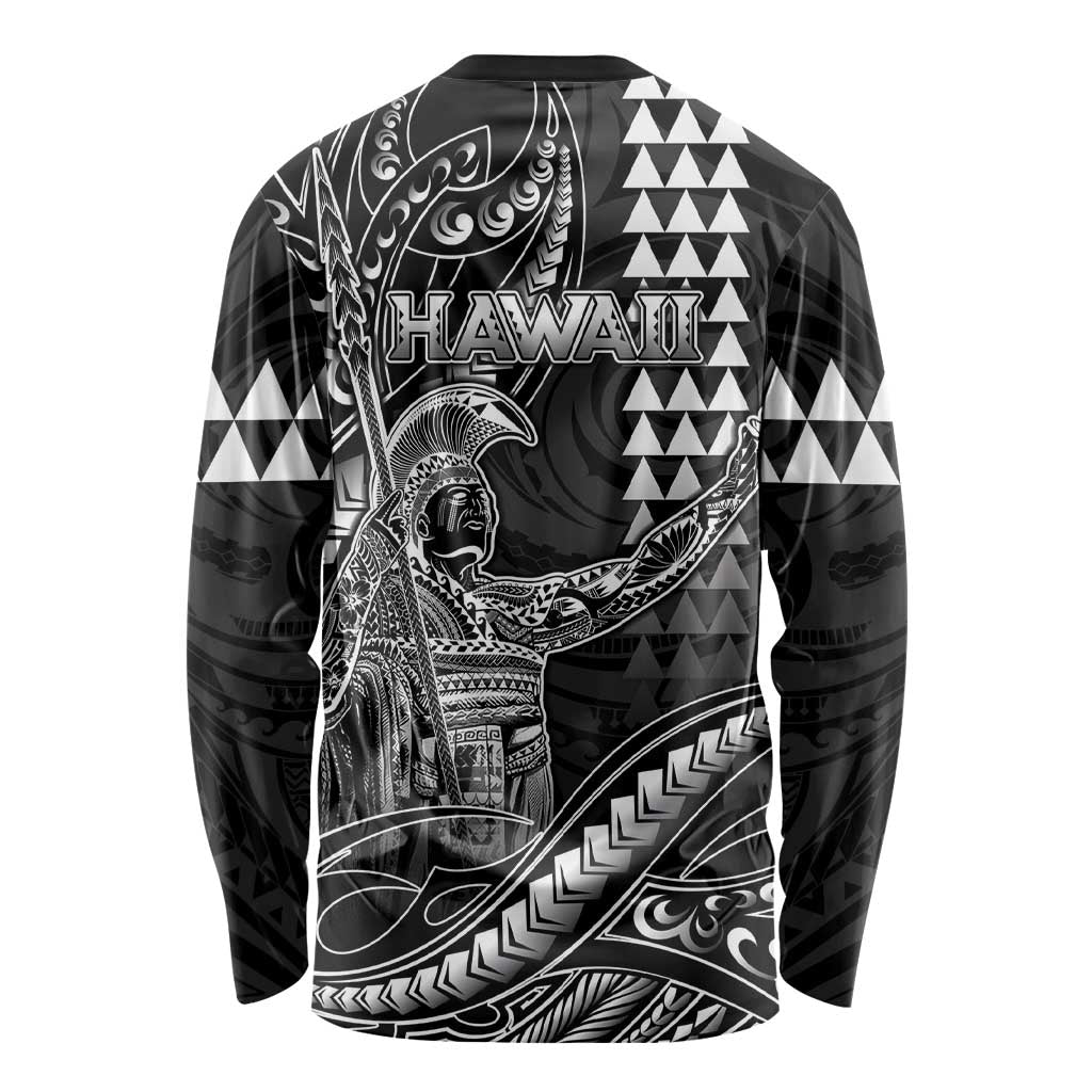 Hawaii King Kamehameha The Great Long Sleeve Shirt Black Tribal Tattoo
