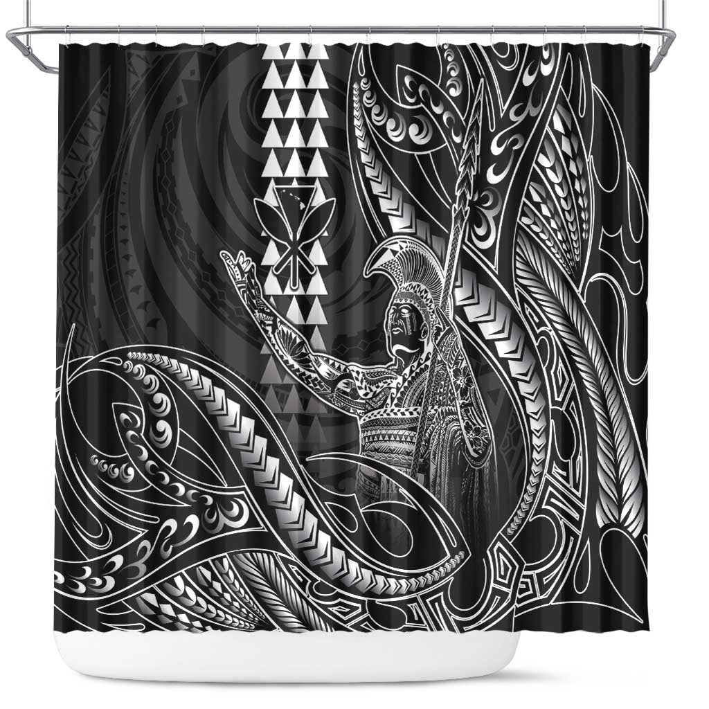 Hawaii King Kamehameha The Great Shower Curtain Black Tribal Tattoo