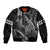 Hawaii King Kamehameha The Great Sleeve Zip Bomber Jacket Black Tribal Tattoo