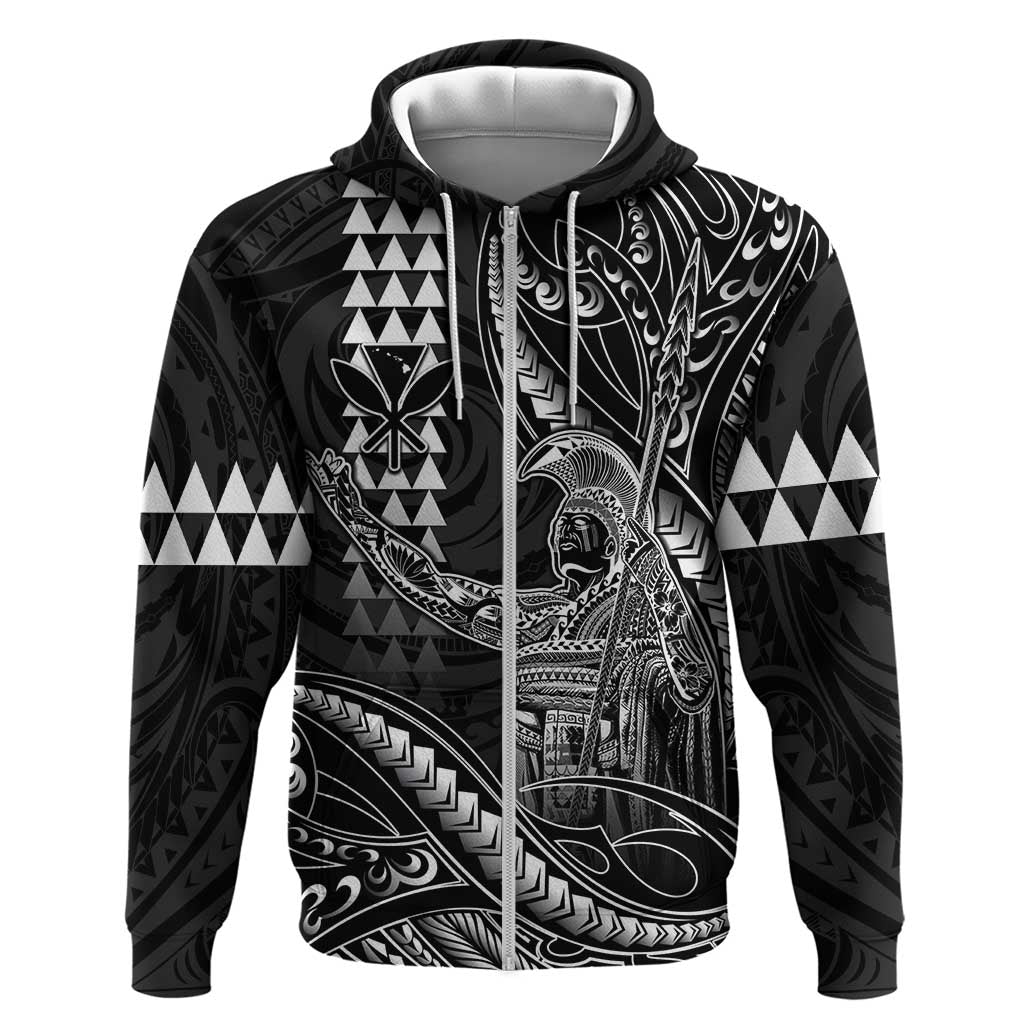 Hawaii King Kamehameha The Great Zip Hoodie Black Tribal Tattoo