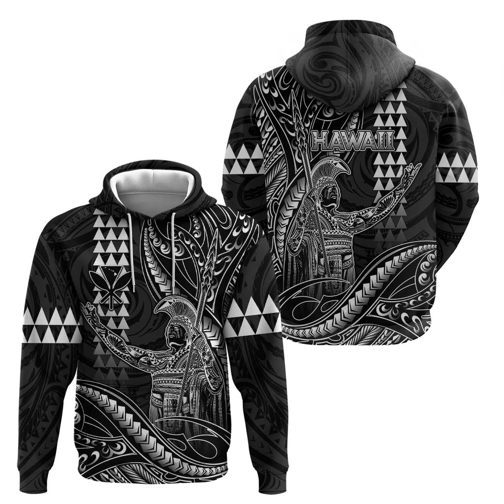 Hawaii King Kamehameha The Great Zip Hoodie Black Tribal Tattoo