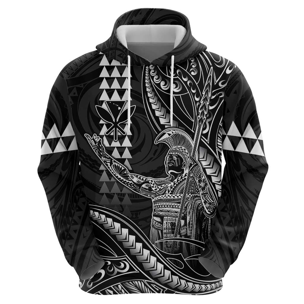 Hawaii King Kamehameha The Great Zip Hoodie Black Tribal Tattoo