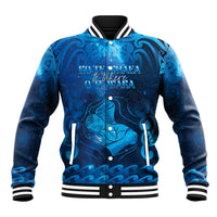 Personalised New Zealand Mother's Day Baseball Jacket Ko Te Whaea Te Takere O Te Waka LT05 Unisex Blue - Polynesian Pride