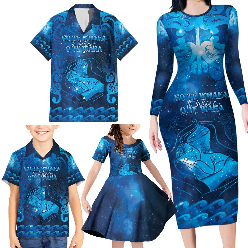 Personalised New Zealand Mother's Day Family Matching Long Sleeve Bodycon Dress and Hawaiian Shirt Ko Te Whaea Te Takere O Te Waka