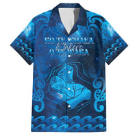 Personalised New Zealand Mother's Day Family Matching Long Sleeve Bodycon Dress and Hawaiian Shirt Ko Te Whaea Te Takere O Te Waka LT05 Dad's Shirt - Short Sleeve Blue - Polynesian Pride