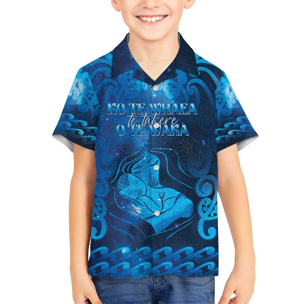 Personalised New Zealand Mother's Day Kid Hawaiian Shirt Ko Te Whaea Te Takere O Te Waka LT05 Kid Blue - Polynesian Pride