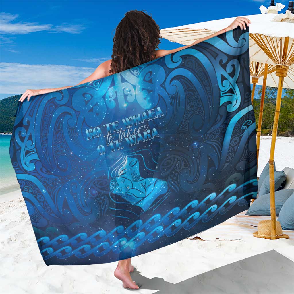 New Zealand Mother's Day Sarong Ko Te Whaea Te Takere O Te Waka LT05 One Size 44 x 66 inches Blue - Polynesian Pride