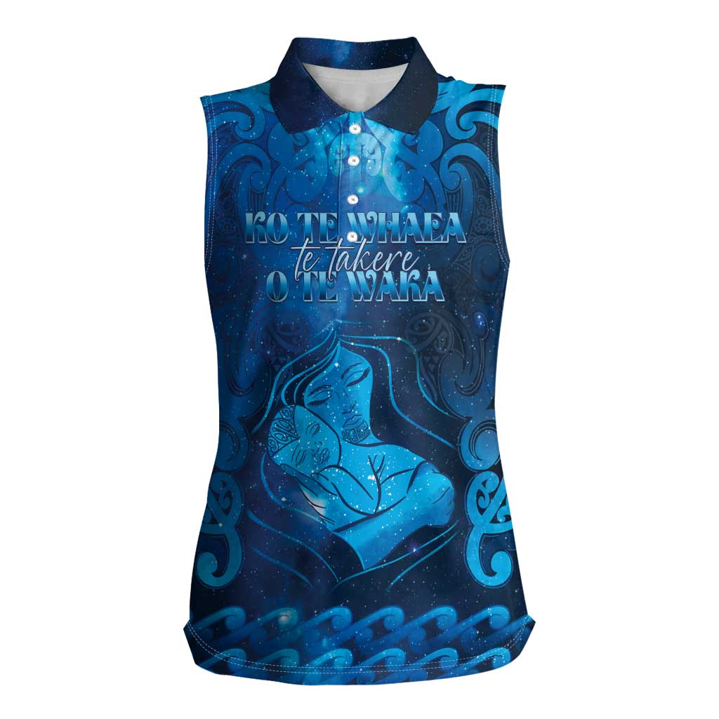 Personalised New Zealand Mother's Day Women Sleeveless Polo Shirt Ko Te Whaea Te Takere O Te Waka