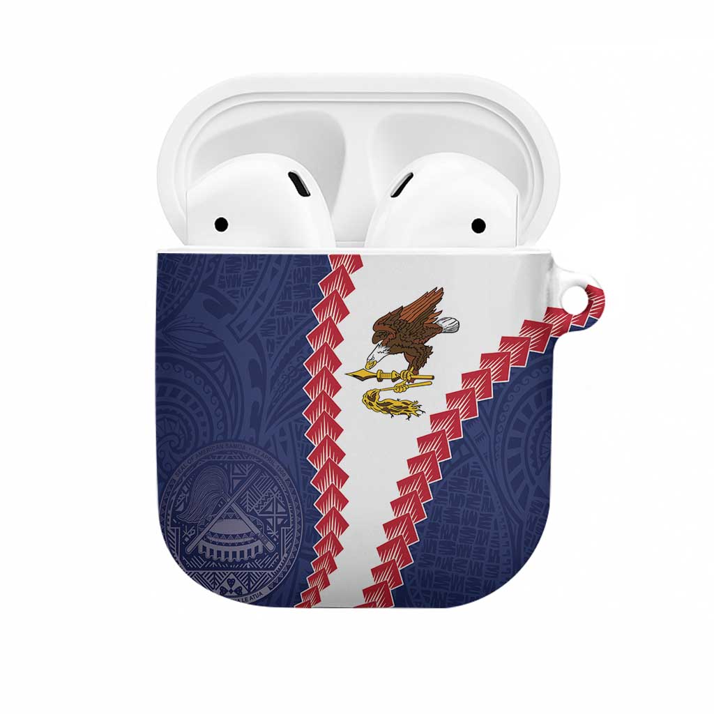 American Samoa Eagle AirPods Case Polynesian Tribal Pattern Curve Style LT05 Blue - Polynesian Pride