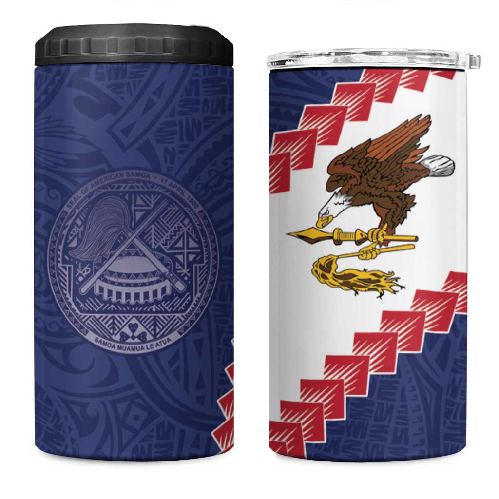 American Samoa Eagle 4 in 1 Can Cooler Tumbler Polynesian Tribal Pattern Curve Style LT05 One Size: 16 oz Blue - Polynesian Pride