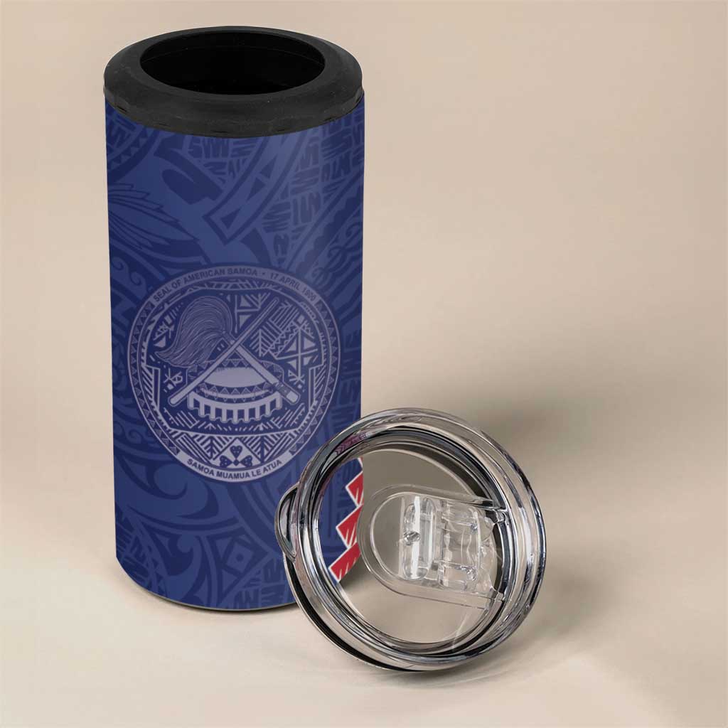 American Samoa Eagle 4 in 1 Can Cooler Tumbler Polynesian Tribal Pattern Curve Style LT05 - Polynesian Pride