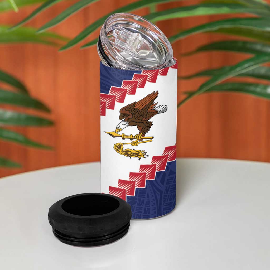 American Samoa Eagle 4 in 1 Can Cooler Tumbler Polynesian Tribal Pattern Curve Style LT05 - Polynesian Pride