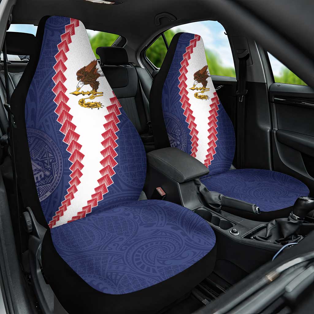 American Samoa Eagle Car Seat Cover Polynesian Tribal Pattern Curve Style