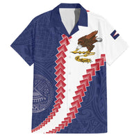 American Samoa Eagle Family Matching Long Sleeve Bodycon Dress and Hawaiian Shirt Polynesian Tribal Pattern Curve Style LT05 Dad's Shirt - Short Sleeve Blue - Polynesian Pride