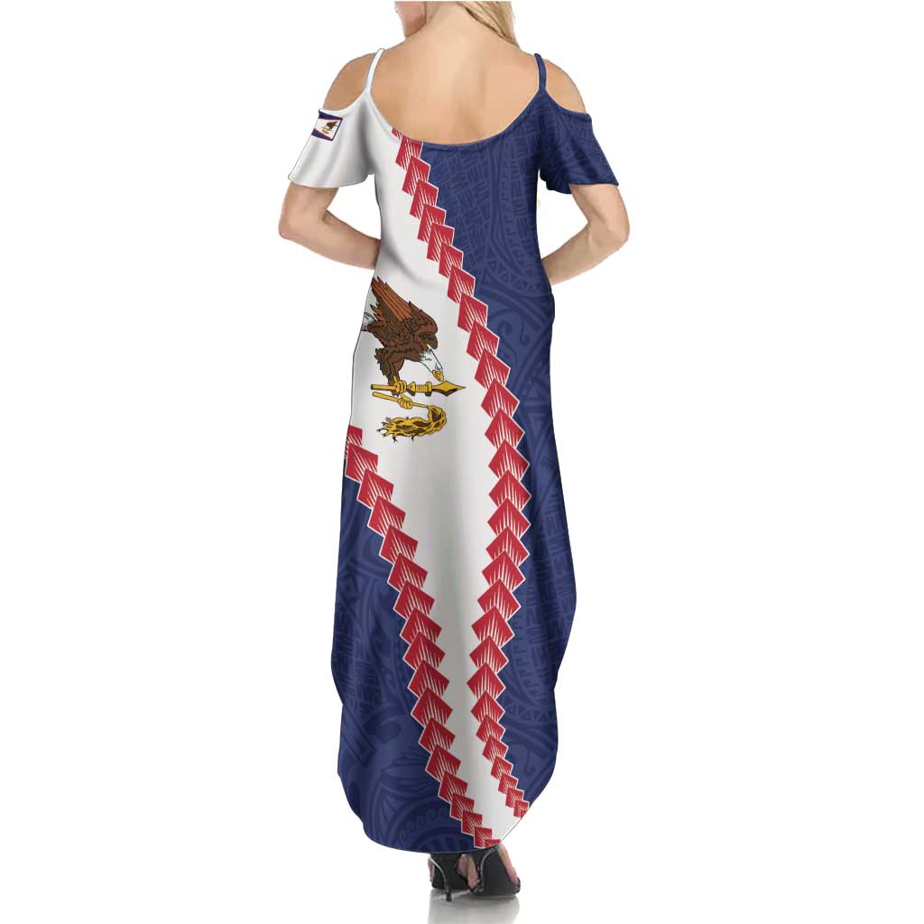 American Samoa Eagle Family Matching Summer Maxi Dress and Hawaiian Shirt Polynesian Tribal Pattern Curve Style LT05 - Polynesian Pride