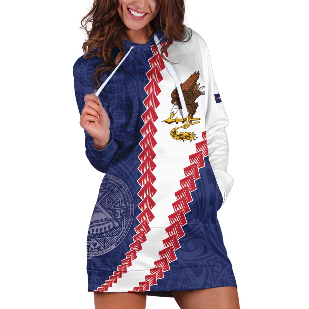 American Samoa Eagle Hoodie Dress Polynesian Tribal Pattern Curve Style