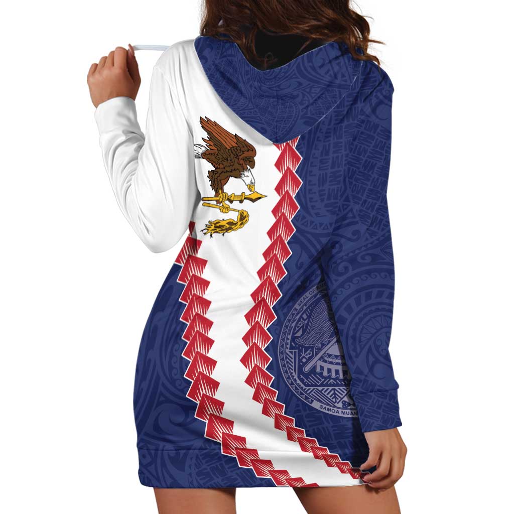 American Samoa Eagle Hoodie Dress Polynesian Tribal Pattern Curve Style
