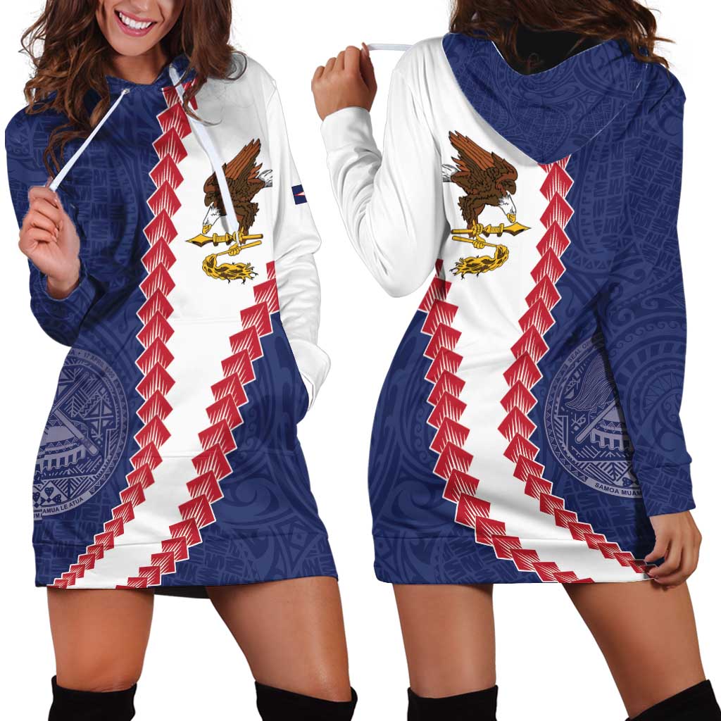 American Samoa Eagle Hoodie Dress Polynesian Tribal Pattern Curve Style