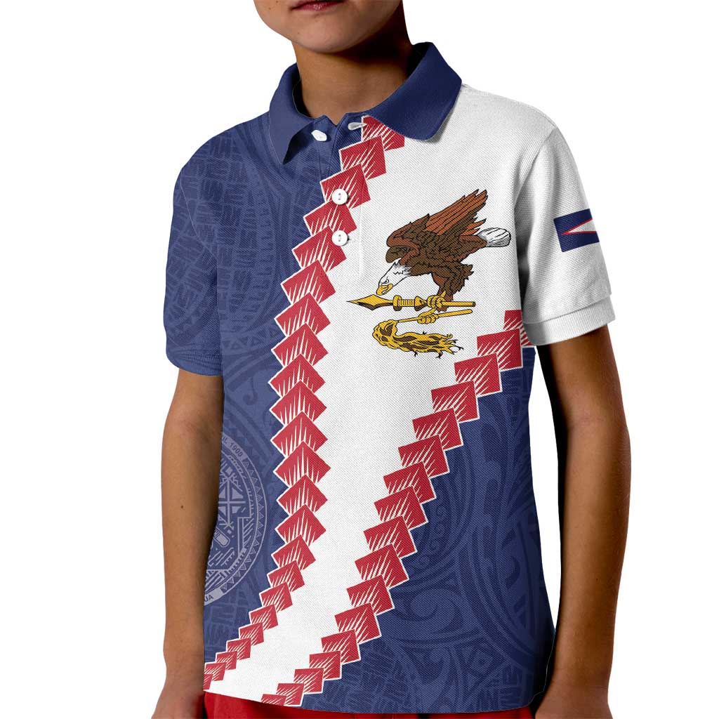 American Samoa Eagle Kid Polo Shirt Polynesian Tribal Pattern Curve Style LT05 Kid Blue - Polynesian Pride