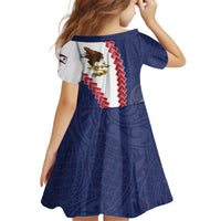 American Samoa Eagle Kid Short Sleeve Dress Polynesian Tribal Pattern Curve Style LT05 - Polynesian Pride