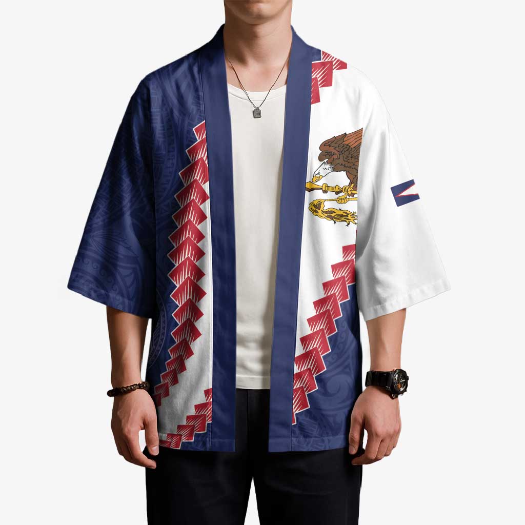American Samoa Eagle Kimono Polynesian Tribal Pattern Curve Style LT05 - Polynesian Pride